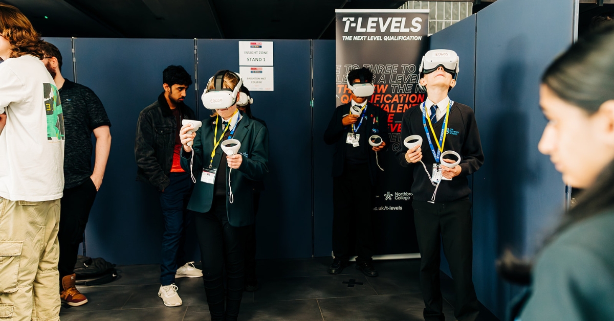 Some pupils trying our VR stall