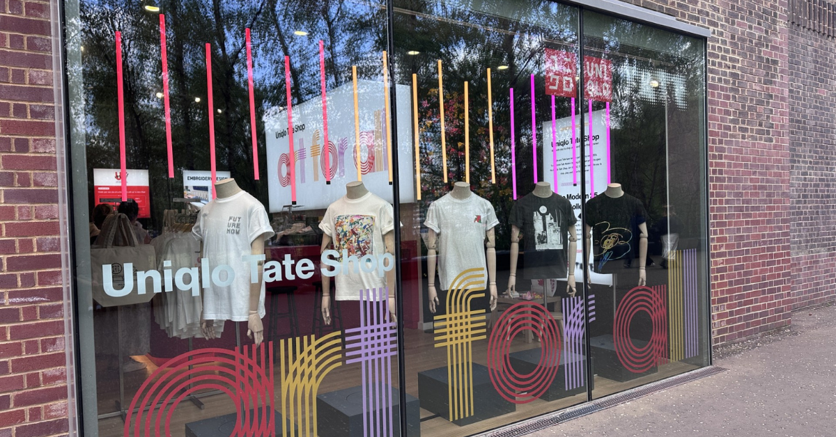 Sophie's t-shirt on display with the other competition winners at the Tate Modern